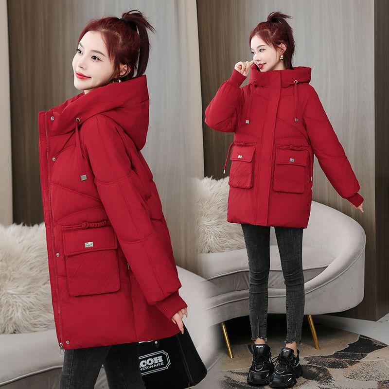 Solid Color Slant Pockets Zip-up Padded Jacket Coat, Casual Long Sleeve Hooded Warm Outerwear for Winter, Women's Clothing