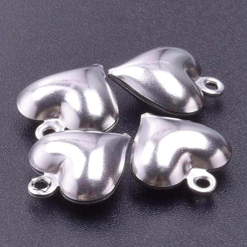 10pcs/Lot Stainless Steel Heart Pendants For Jewelry Making Supplies Various Size Metal Love Charm DIY Keychain Bracelet Finding