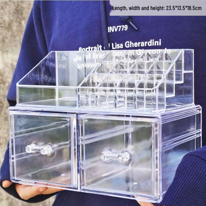 Acrylic Skincare & Lipstick Organizer: Large Desktop Transparent Drawer Makeup Box