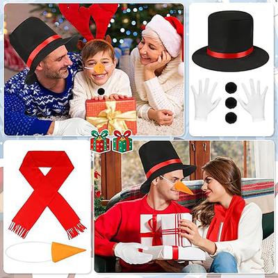 Winter Frosty Snowman Costume Kit Top Hat with Nose Scarf Gloves Shirt Button Halloween Christmas Cosplay Accessories