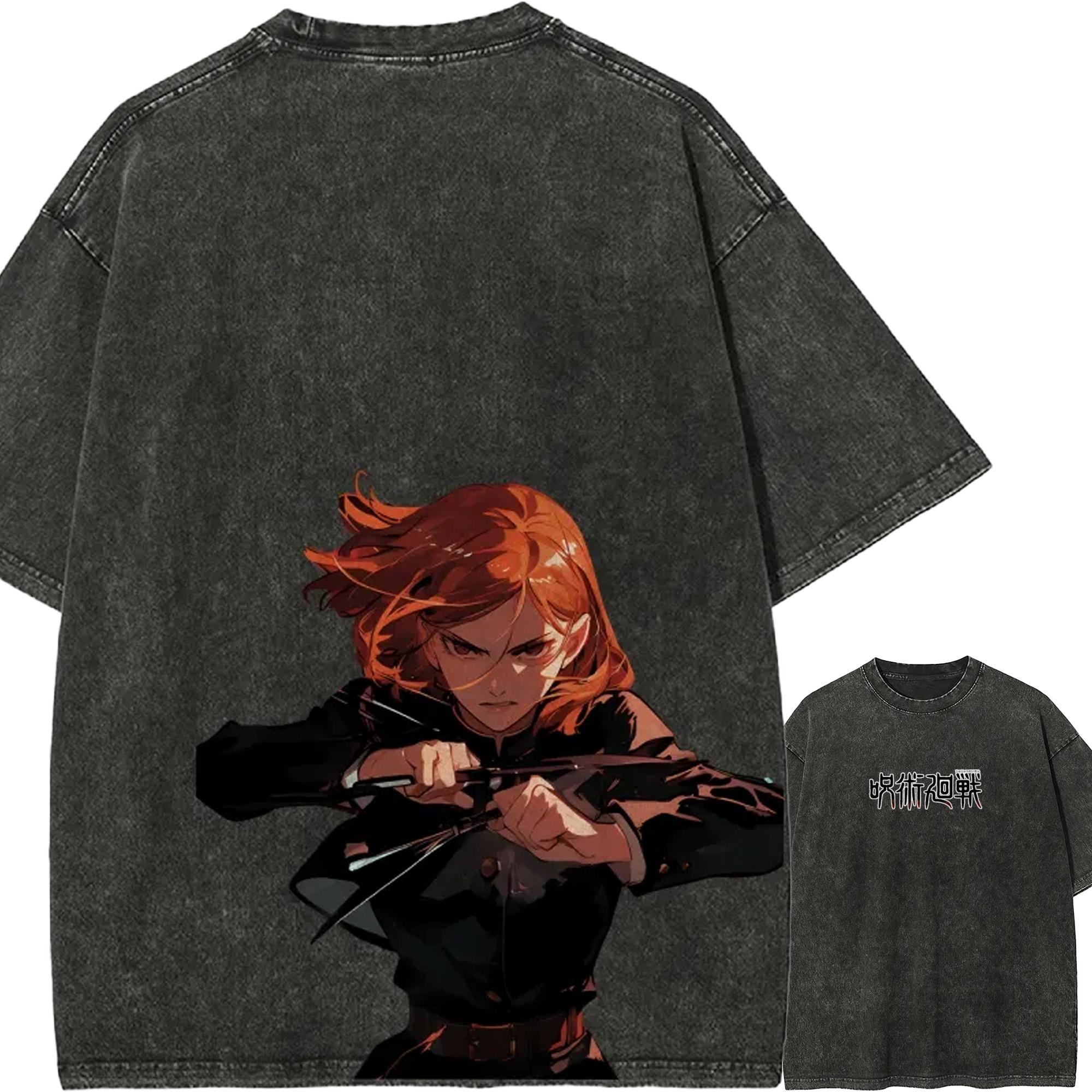 

Nobara Kugisaki Fight T-shirt Jujutsu Kaisen T Vintage Washed Oversized Retro Anime Harajuku Men Streetwear Graphic Manga Clothe M