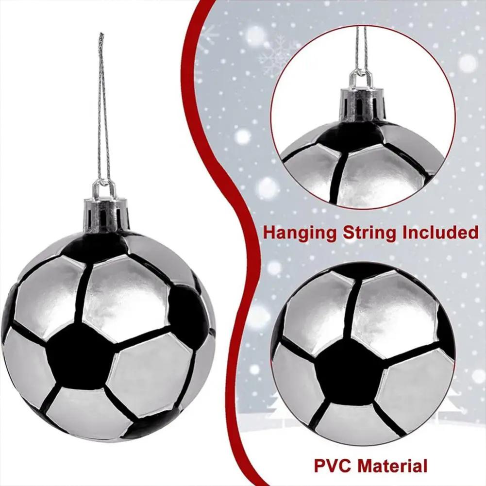 6Pcs Christmas Balls Sports Theme Classic Football Baseball Xmas Ball Ornaments Decorative Balls Christmas Tree Balls Xmas Decor