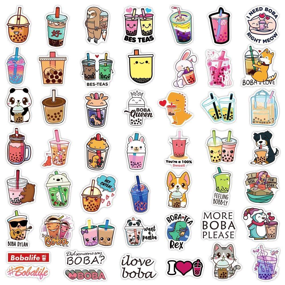 

10/50PCS Kawaii Boba Tea Stickers Bubble Milk Tea Doodle Graffiti Stickers for DIY Luggage Laptop Skateboard Motorcycle Bicycle Sticker 10PCS