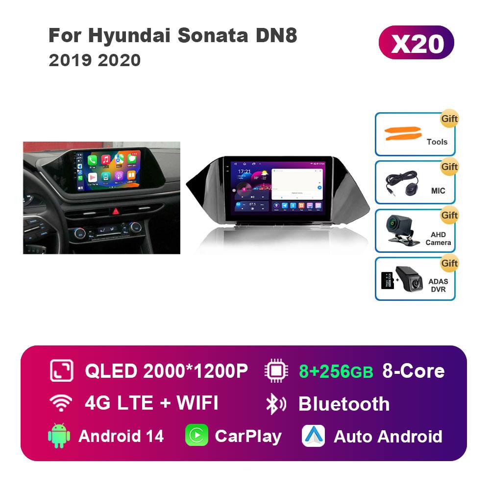 For Hyundai Sonata DN8 2019 2020 Car Radio Multimedia Player Android 14 GPS Navigation 4G Carplay DSP Stereo WiFi Auto Tools
