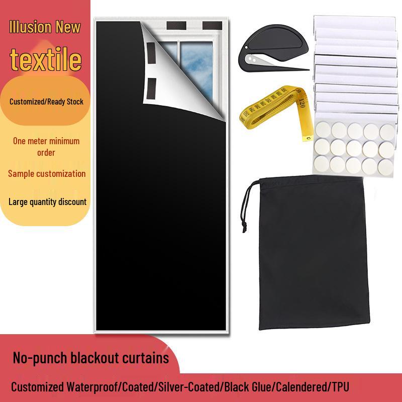Portable Silver-Coated Blackout Travel Curtain - Punch-Free, Cross-Border Design 100*148cm