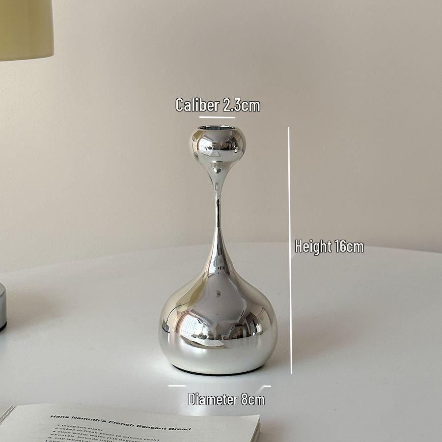 Galvanisierter Silber-Tropfen-Kerzenständer-Schmuck für eine romantische und luxuriöse Wohnkultur-Atmosphäre Small beige