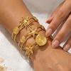 Ozean Serie Edelstahl Doppellagiges Armreif für Damen Vergoldet Muschel Seestern Muschel Sonne Manschettenarmband Sommer Schmuck