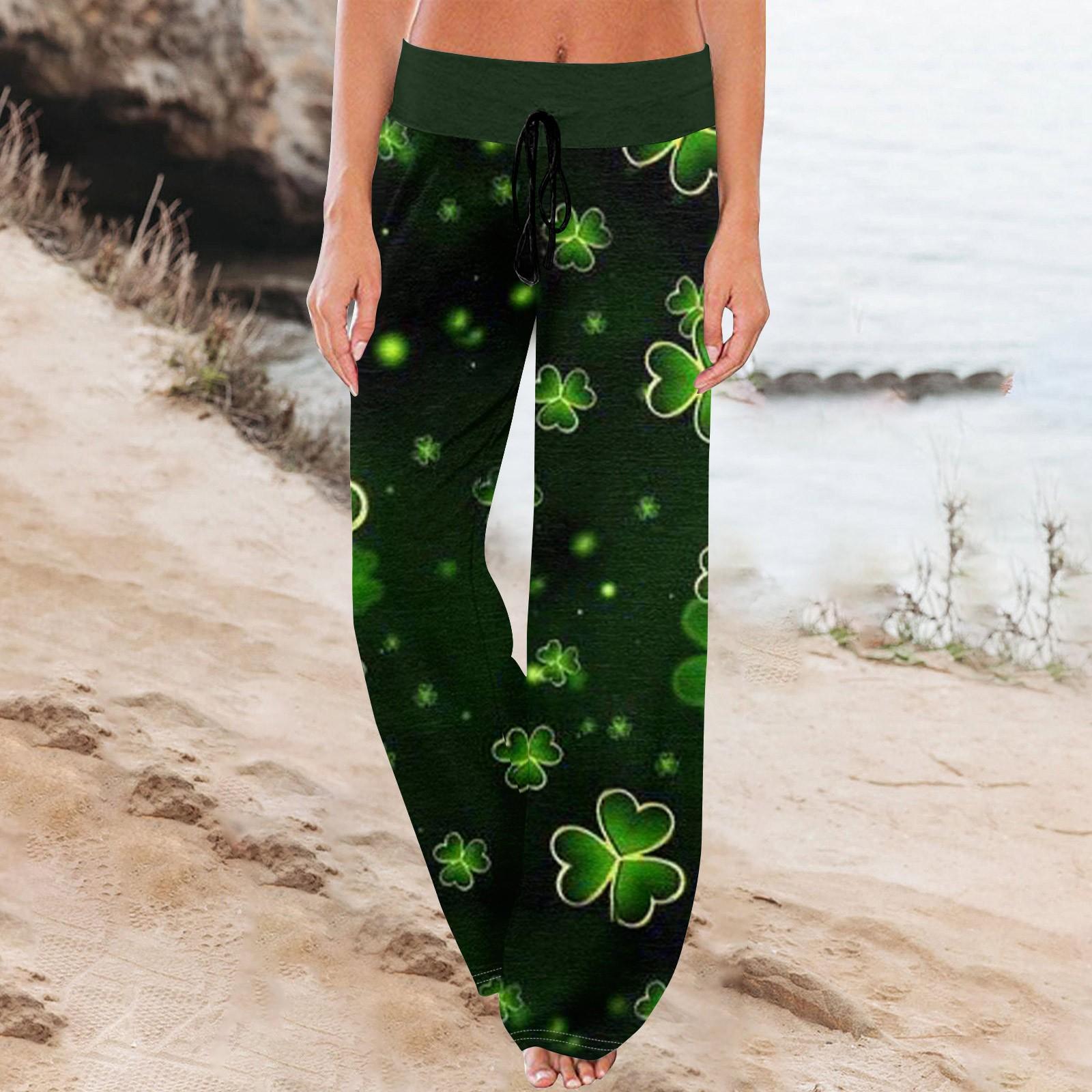 

Женские удобные пижамные брюки с карманами St. Широкие брюки с принтом «День Святого Патрика» и завязками L