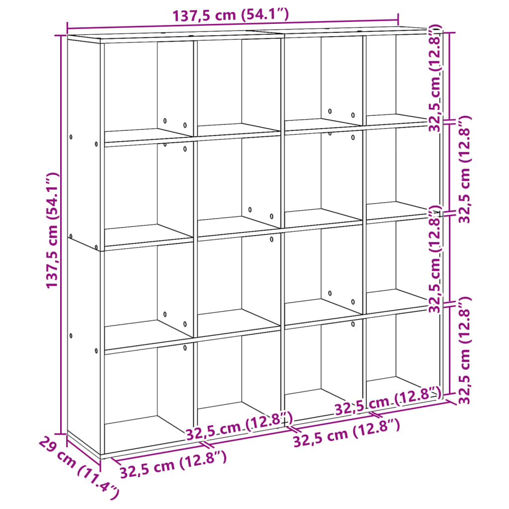 Bookshelf Vintage Wood Look 137.5 x 29 x 137.5 cm Engineered Wood