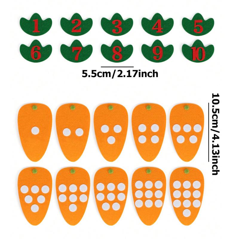 10 Stück/Set Kinder Puzzle Filzspielzeug Zählen Karotte Ostereier Mathematik Früherziehung Puzzlespielzeug Montessori Lernmaterialien TMZ