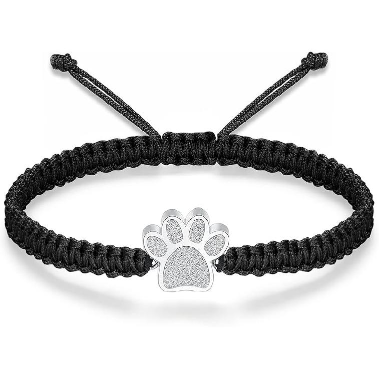RIPFEVURN Кремационное ювелирное изделие Браслет-урна для праха для женщин мужчин близких Кошка Собака Лапа Оберег Мемориальный браслет-шнурок