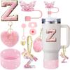 9PCS Accessory Set for Stanley Cup 30oz 40oz Butterfly Straw Cover Cap Silicone Boot Charm Initials Sticker Spill Proof Stopper Cup Holders 5