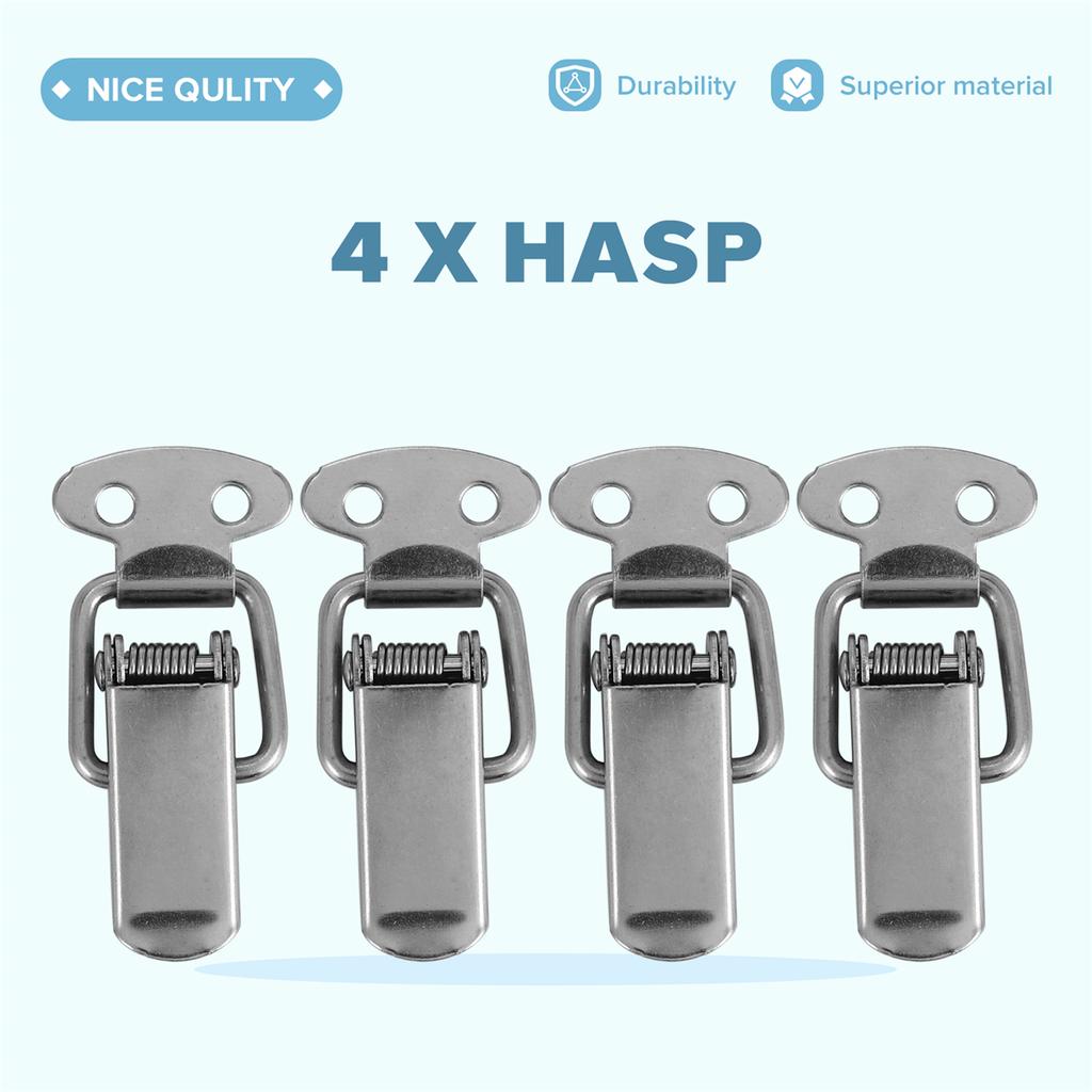 BHBL Cabinet Silver Tone Spring Loaded Toggle Switch Hasp 4 pcs