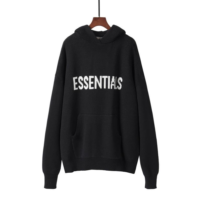 ESSENTIALS Pletená mikina s dvojitou linkou a nápisem High Street - Trendy unisex top