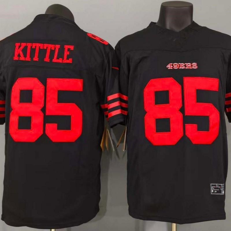 San Francisco 49ers 85 Kittle Football Jersey Mens Black Quick Dry Fan Game Day Top