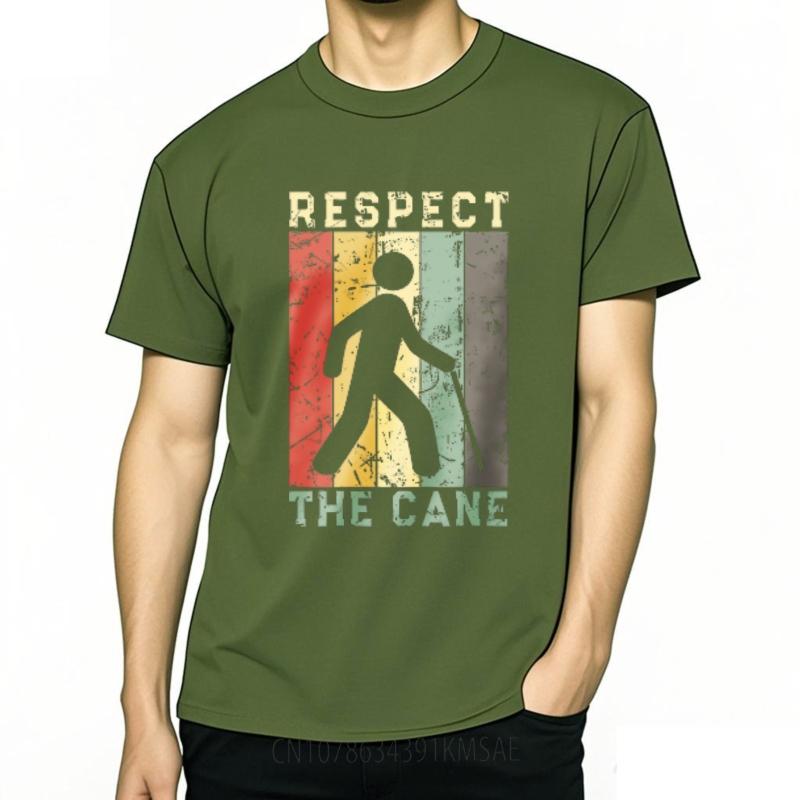 

Essential Tee Rock For him Oneck t shirt Cotton Respect The Cane Vintage Figure Walks With Cane Retro For men Tee shirt 4XL