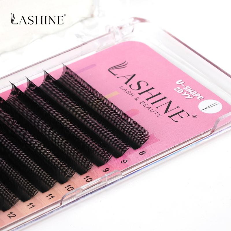 LASHINE U Shape YY Eyelash Extensions 12 Rows 0.07mm C/D Curl Mixed Length 8–14mm Premium Soft Handmade False Eyelashes