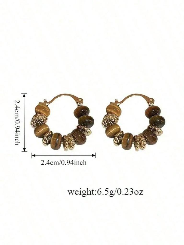 Vintage New Chinese Style Colorful Beaded Earrings, 2023 New Unique High-End Elegant Ear Clips (Note: Bead Colors Are Random)