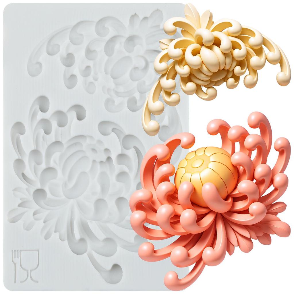Chrysanthemum Silicone Mold Daisy Flower Fondant Molds Cake Decorating Tools Cupcake Topper Candy Sugar Craft Gum Paste Polymer Clay