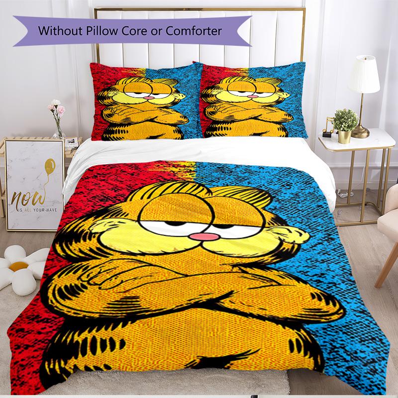 3pcs Duvet Cover Set (1*Duvet Cover + 2*Pillowcase, Without Core), Garfield Print Soft All‑Season Bedding Set, Home Bedroom Decor Gift