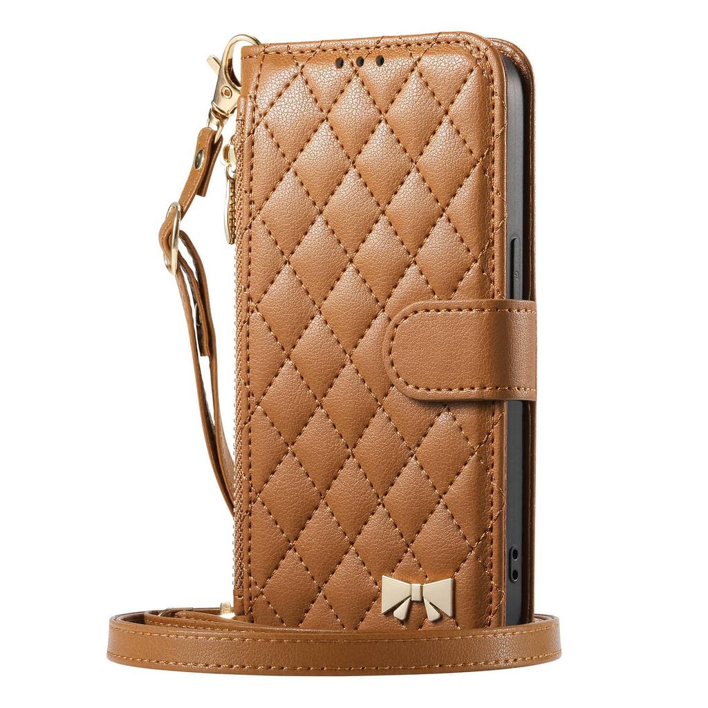 For Samsung Galaxy A57 A56 5G A54 A53 A52 A51 A71 4G A50 A30S Crossbody Wallet Case, Quilted Zip Pocket Card Holder Flip Cover