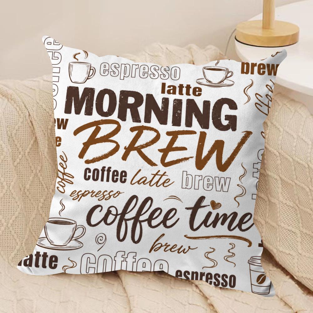 Coffee Typography Cushion Cover Pillow Case Short Plush Square Throw Pillow Covers Pillowcase Sofa Home Decor Gift