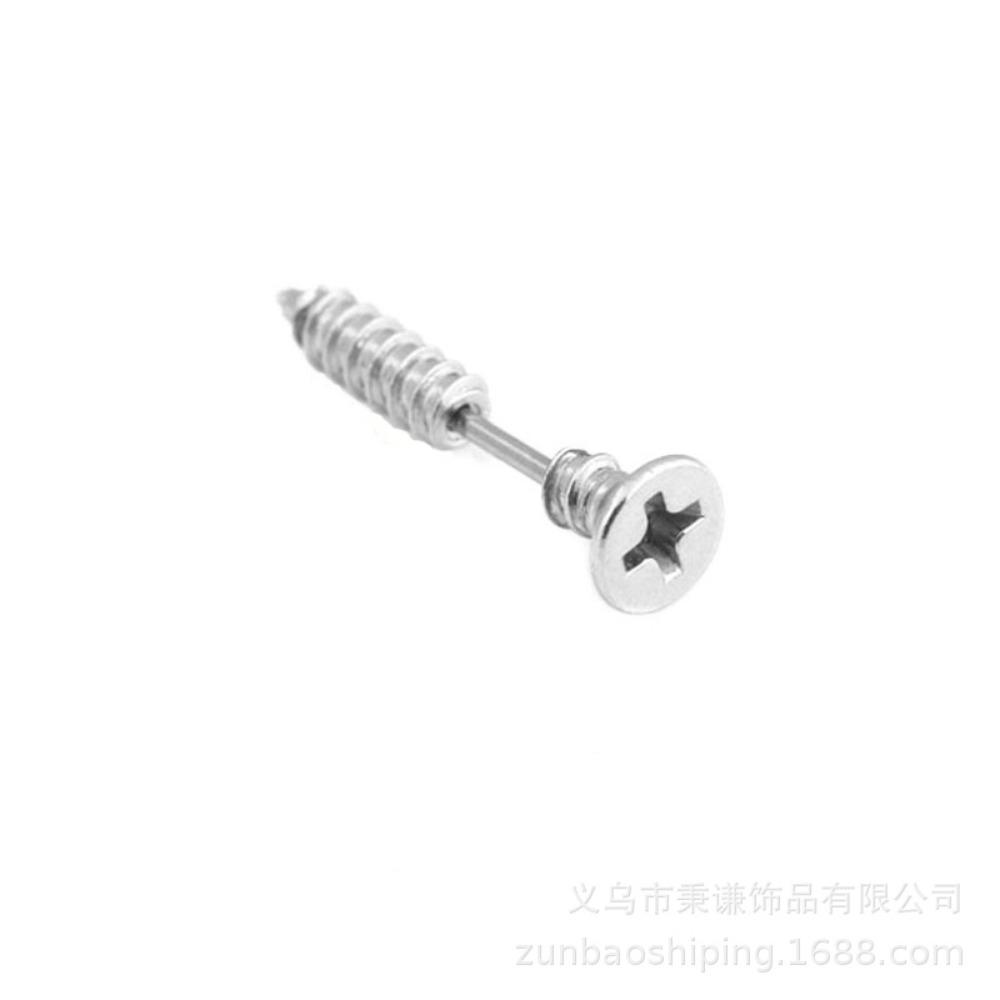 Stainless Steel Unisex Stud Earrings Punk Gothic Hip Hop Style Phillips Screw Pin Hoop Drop Dangle Earring Set