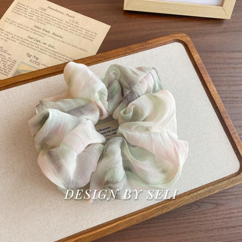 Korean Style Tie-Dye Organza Gradient Hair Scrunchie - High-End Gauze Hair Accessory