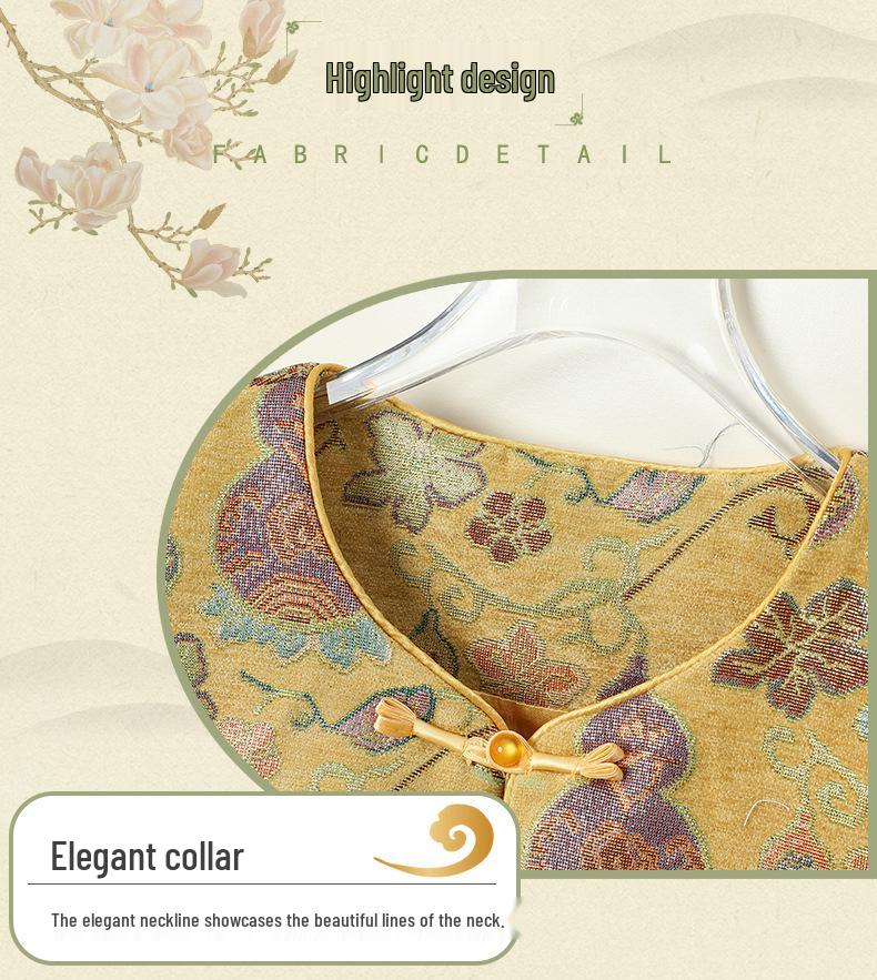 Mom's 2026 Chinese-Style Floral Satin Jacquard Women's Vest for Spring/Autumn