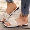 Large size flat slippers for casual wear, colored pearl one-piece women's slippers