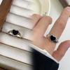 Punk Retro Black Love Ring Set Light Luxury Minority Exquisite Hiphop Ring Fashion Ring Female Couple Index Finger Ring
