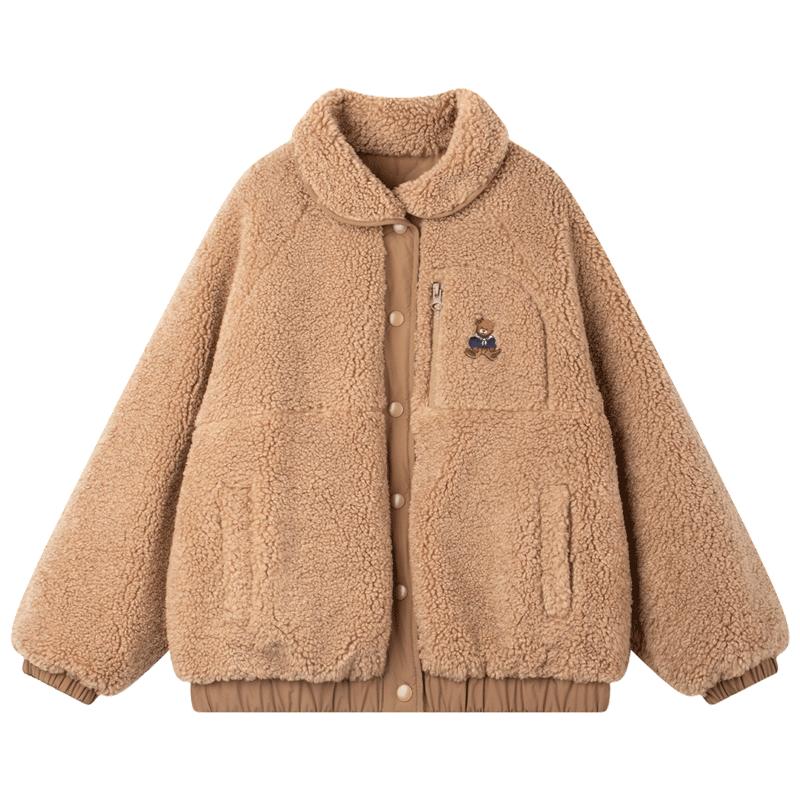 Mucmukn Brown Bear Girls  Reversible Thinsulate Winter Jacket 150CM