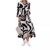 2025 European & American Spring/Autumn Fashion Print Long Shirt Dress with Tie-Up and Pockets