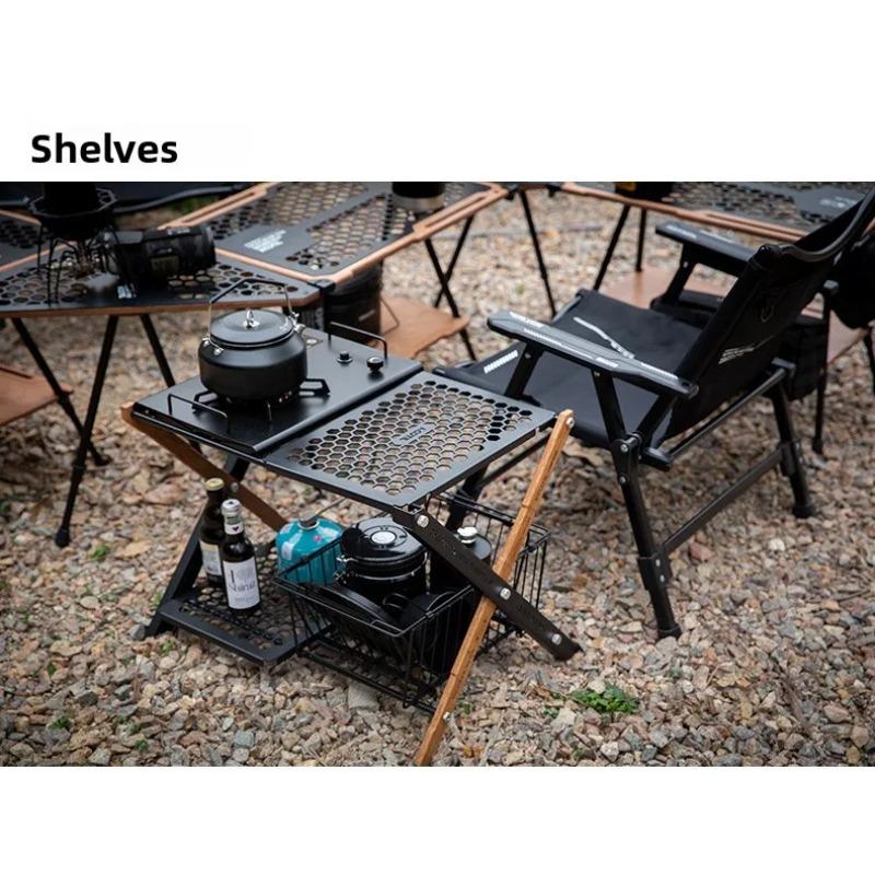 Outdoor Folding Multifunctional Tactical Table Camping X-type Flat Replacement IGT Tables Lightweight Double-layer Storage Rack