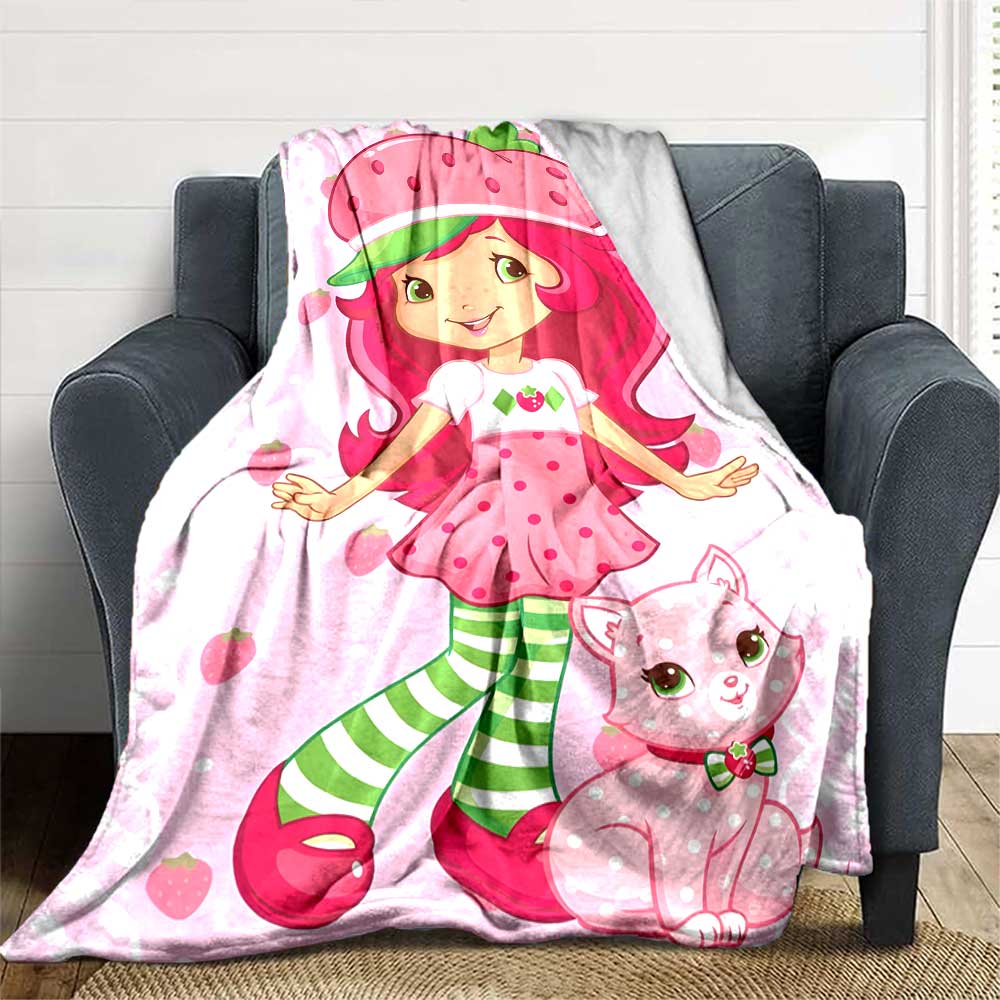 Strawberry Shortcake'S Cute Moment Blanket Soft Warm Cozy Throw Blanket for Office Chair Sofa Couch Office Bed Picnics Warmthful Decor Gifts Y2