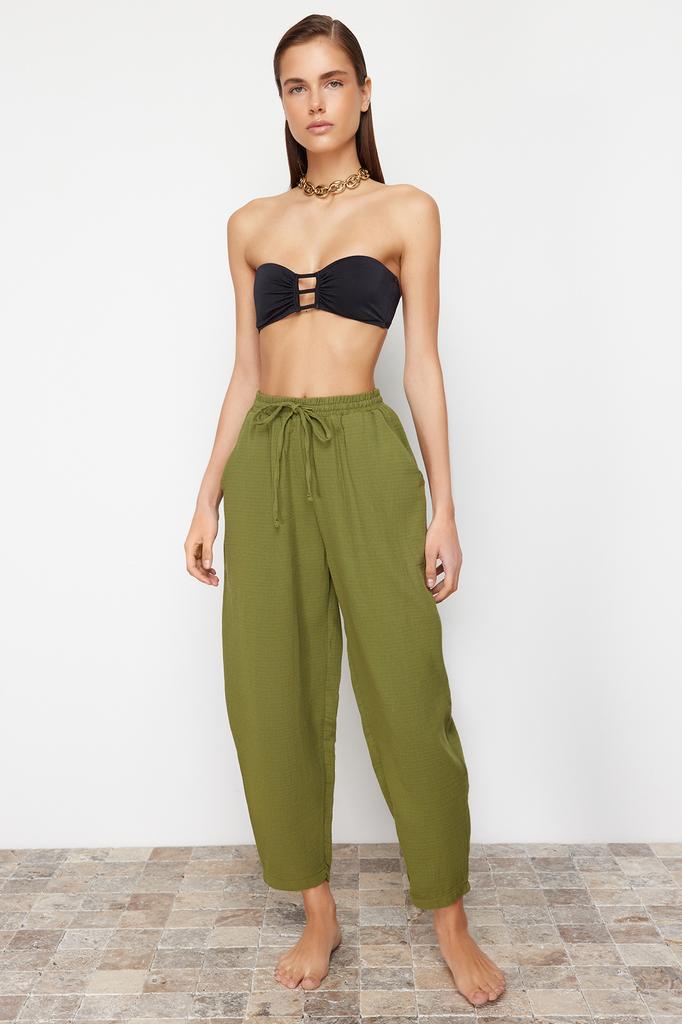 Pantaloni de damă Fashion New Season Ecru Tesut Muslin 100% Bumbac Pantaloni