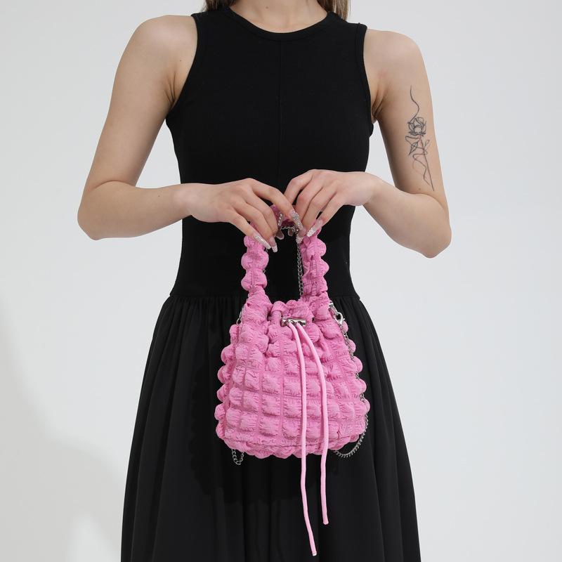 Cute Fresh Bubble Bag Fashionable New Style Pleated One Shoulder Crossbody Bag Personality Ins Bucket Women