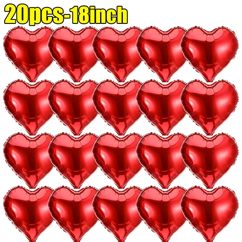 I Love You Heart Balloons With Fake Rose Petals Aluminum Foil Balloon For Valentines Day Wedding Anniversary Romantic Decoration
