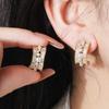 Small and Exquisite, Slightly Inlaid Zircon Pearl C-shaped Stud Earrings, High-end 911 Silver Needle Earrings, Light Luxury Temperament, Versatile
