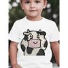 European Sizes Baby Boy Short-Sleeved Spring, Summer And Autumn Cartoon Cow Cute Face Peace Sign Print Casual T-Shirt