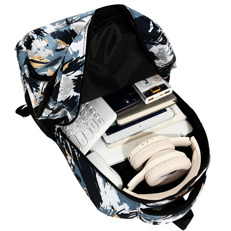 Print Backpack for Men and Women Large Capacity School Travel Bag with Multiple Pockets