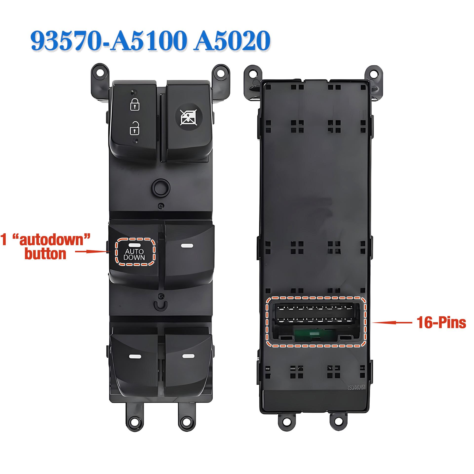 93570-A5100 93570-A5020 For Hyundai Elantra GT I30 2013-2017,Front Left Electric Power Window Switch Lifter Control Button LHD93570A5100