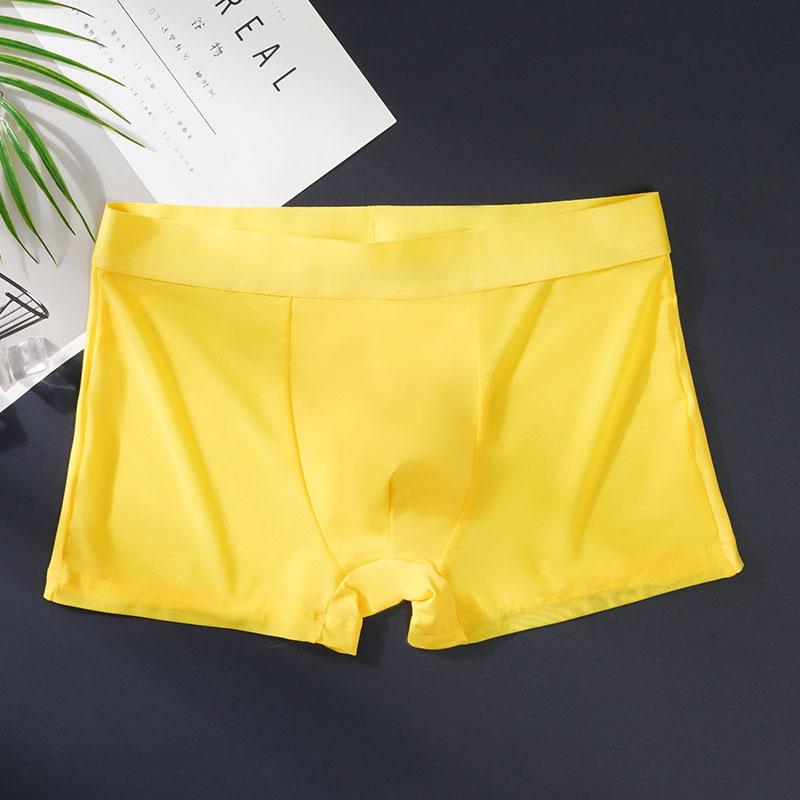 Men's Seamless Ice Silk Breathable Boxer Briefs - Lightweight, Comfortable Summer Underwear with Waistband