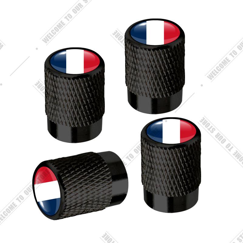 Cqdjvy1 Auto CNC Aluminium Duitsland Italië Frankrijk Driekleurige Vlag Embleem Voor Citroen Peugeot Fiat Kia 4 stuks Bandenventiel Luchtpoort Stuurpen Afdekdoppen