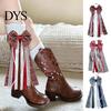 Boho Boot Embellishments 1 Pair Ribbon Bow Charms, Plaid Cowboy Charms Western Accessories with Faux Pearls Lace Ribbons, Women Boots for Cowgirl