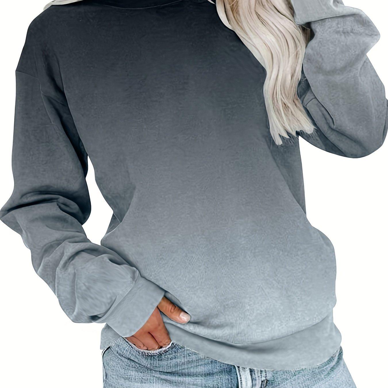 

Футболка большого размера, женская, с градиентным принтом, длинным рукавом, круглым вырезом, средней эластичности 8XL