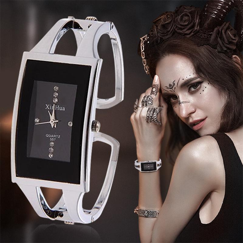 Women Bracelet Watch Xinhua Quartz Wristwatch Crystal Fashion Silver Casual Drop Ship Stainless Steel Relojes Mujer Bangle Clock