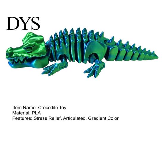 Flexible Body Reptile Toy 3D Printed Articulated Crocodile Toy, Figure, Animal Fidget for Desktop Display Stress Relief, Portable Movable Joints Model