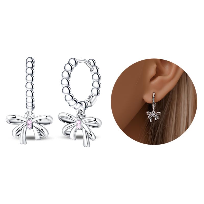 Silver 925 Heart CZ Cubic Zircon Round Daisy Flower Trio Stud Earrings for Women Silver S925 Original Fashion Jewelry