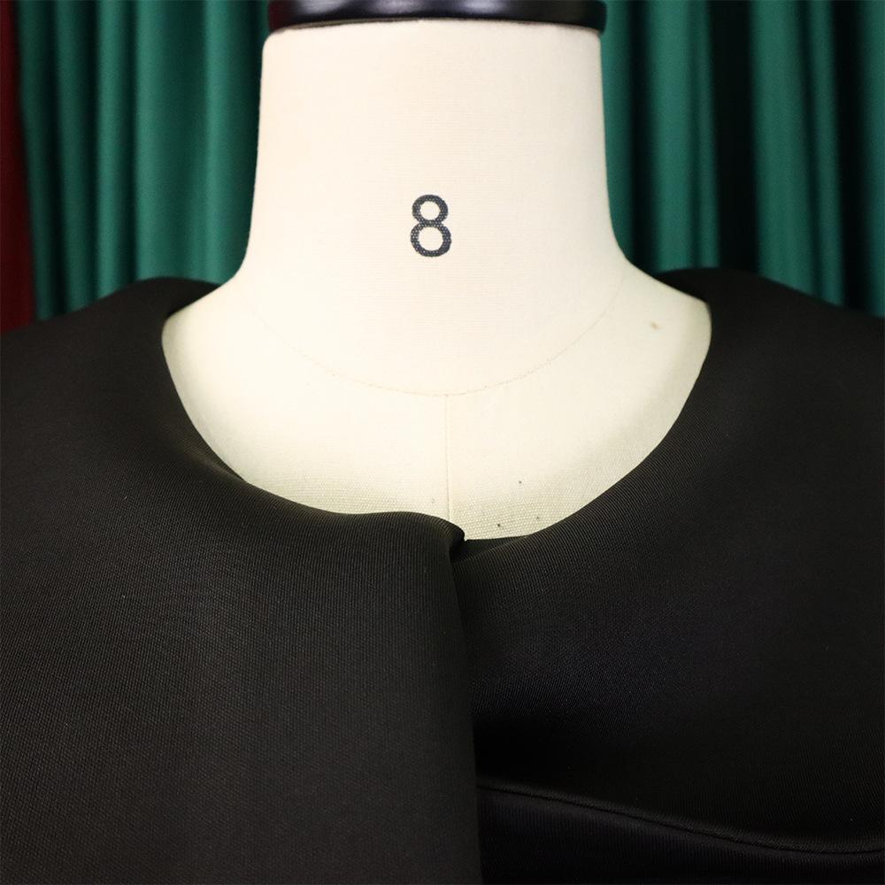 Large Size Women Spring Autumn Fashion Medium Sleeves Dress Ladies Elegant One Piece Patchwork Sheath Dress